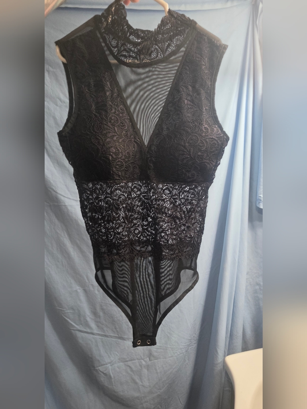 Lace & Mesh Black Sheer Bodysuit